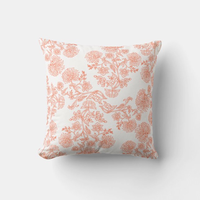 Coussin Elegant Floral Pattern Throw Pillow – Modern  (Recto)