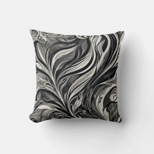 Coussin Élégant - Flux abstrait noir et blanc