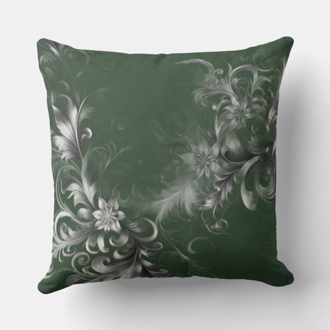 Coussin  Elegant Forest Green and Silver  (Verso)