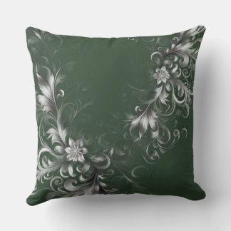 Coussin  Elegant Forest Green, and Silver 