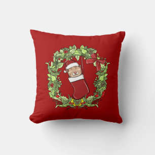 Coussin Élégant four moderne en couronne de Noël Kitten en