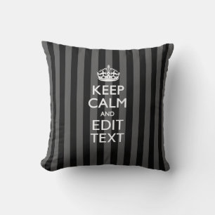 Coussin Élégant GARDEZ CALME et votre texte sur les bandes
