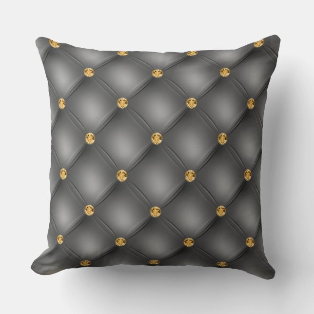 Coussin Élégant Glam Tufted Or Diamond Acier Gris (Recto)