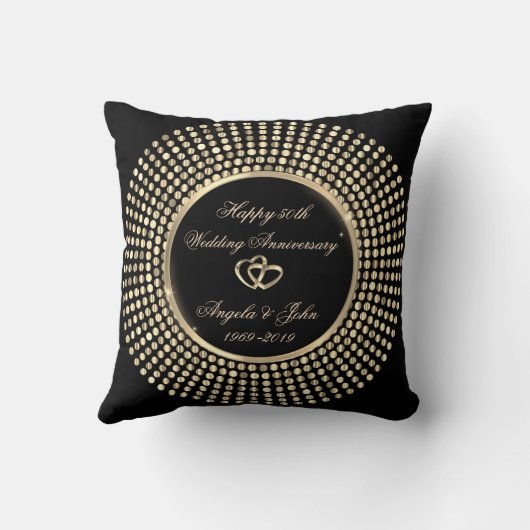 Coussin Elégant Gold Dots 50e anniversaire Mariage (Verso)