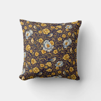 Coussin Elegant Gold Floral Pattern Throw PillThrow Pillow