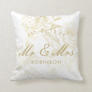 Coussin Elégant Gold Floral Wedding Favoriser