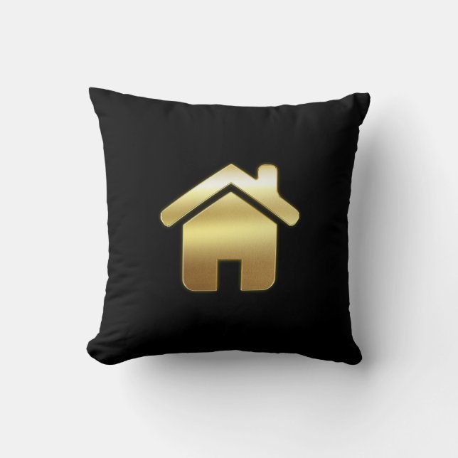 Coussin Elegant Gold House Symbole Real Estate Design (Recto)