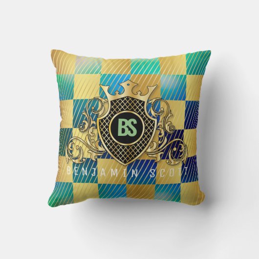 Coussin Elegant Gold Monogram Throw Pillow (Verso)