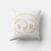 Coussin Élégant Gold Script Moderne Monogramme Mariage Cad (Verso)