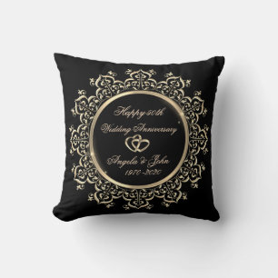 Coussin Élégant Gold Swirls 50e anniversaire Mariage