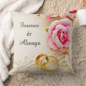 Coussin Elegant Gold Wedding Rings with Roses Romantic 💍 (Couverture)