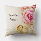 Coussin Elegant Gold Wedding Rings with Roses Romantic 💍 (Verso)
