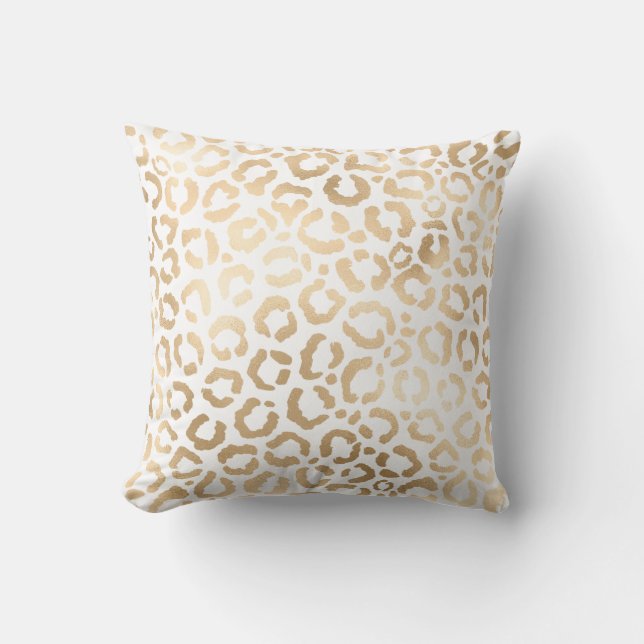 Coussin Elegant Gold White Leopard Cheetah Animal Print (Recto)