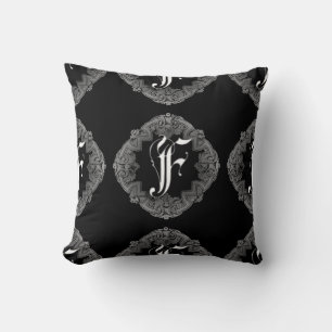 Coussin Élégant Goth Initial F Jeteur D'Oreiller