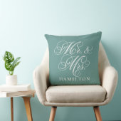 Coussin Elegant Green M et Mme Script Monogramme personnal (Chaise)