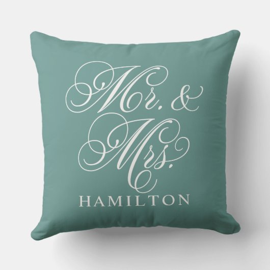 Coussin Elegant Green M et Mme Script Monogramme personnal (Verso)