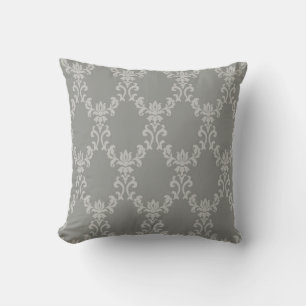 Coussin Elégant Gris damassé à motif