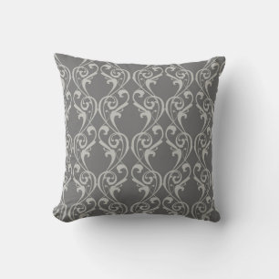 Coussin Elégant Gris damassé à motif Throw Pillo