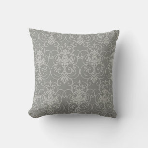 Coussin Elégant Gris damassé à motif Throw Pillo