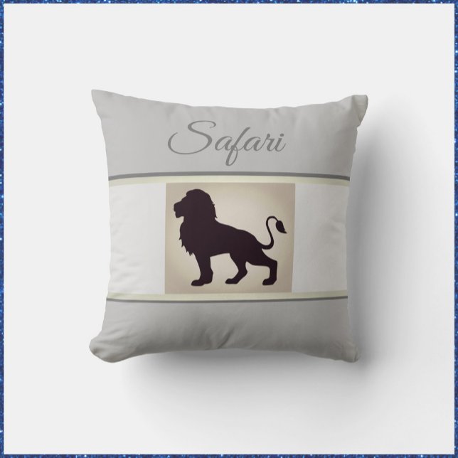 Coussin Elégant Gris & Lion Blanc Safari Jeu d'oreiller (Créateur téléchargé)