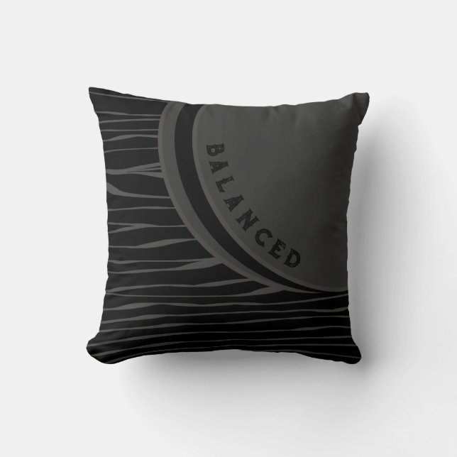 Coussin Élégant gris-noir Typographie Abstraite équilibrée (Recto)