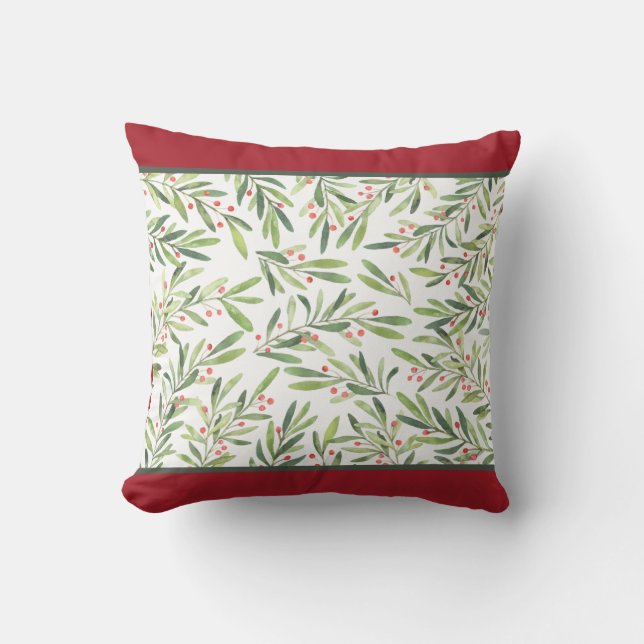 Coussin Elegant Holly et Berries Noël (Recto)