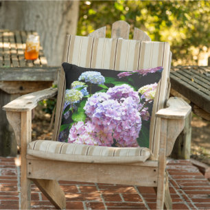 Coussin Elégant hydrangea rose bleu violet fleuri