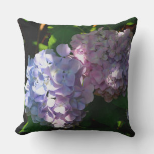 Coussin Elégant hydrangée rose bleu violet fleuri