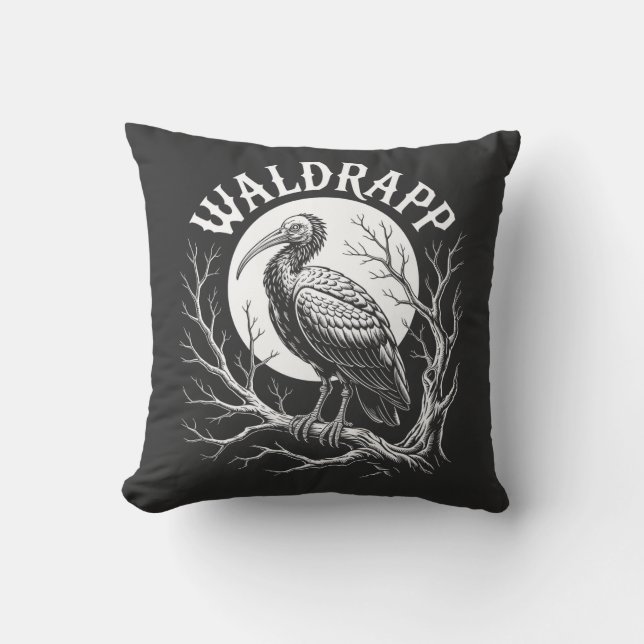 Coussin Elegant Ibis – Monochrome Wildlife - endangered  (Recto)