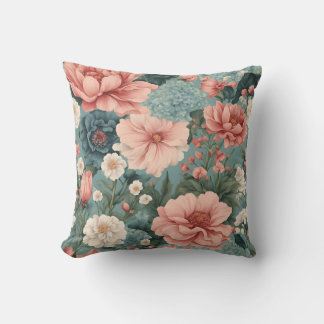 Coussin Elégant Jardin d'été bleu rose