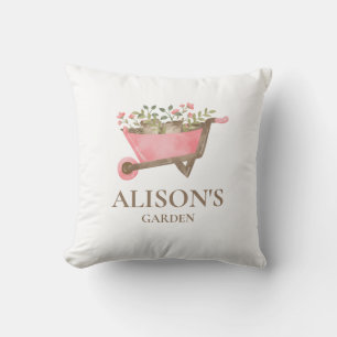 Coussin Elégant Jardin rose En vichy aquarelle