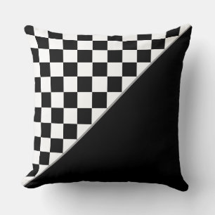 Coussin Élégant jeu d'échecs noir et blanc stylé