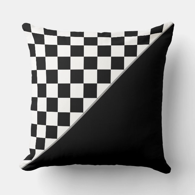 Coussin Élégant jeu d'échecs noir et blanc stylé (Recto)