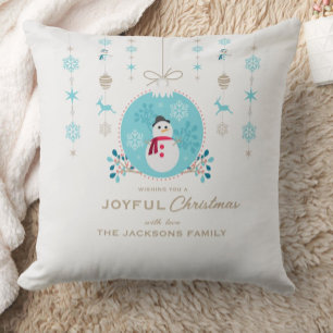 Coussin Élégant Joyeux bonhomme de neige de Noël