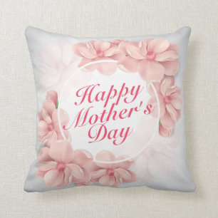 Coussin Elégant Joyeux Cadre Floral Fête des Mères Co