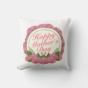 Coussin Elégant Joyeux Cadre Floral Fête des Mères COUSS