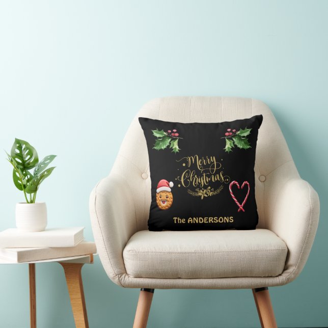Coussin Élégant Joyeux Script de Noël Candy Funny Cookie (Chaise)