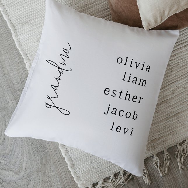 Coussin Elegant Keepsaké Grand-enfants Nom Grand-mère (Elegant Keepsake Grandchildren Name Grandmother Throw Pillow)