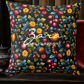 Coussin Elégant Khokhloma Floral Design Personnalisé
