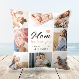 Coussin Elegant Love you Mom Photo Collage Cadeau