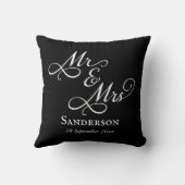 Coussin Élégant M et Mme Mariage Noir (Verso)