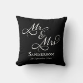 Coussin Élégant M et Mme Mariage Noir (Recto)