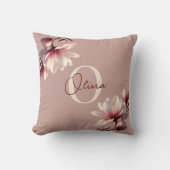 Coussin Élégant Magnolia Blush Monogramme (Recto)