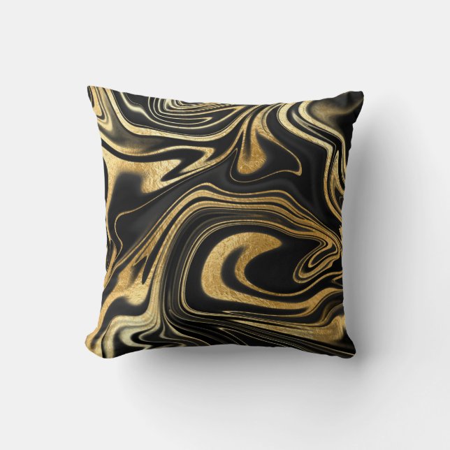 Coussin Élégant Marbre noir et or noir (Recto)