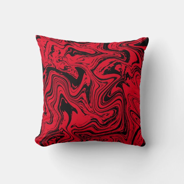 Coussin Elégant marbre noir rouge (Recto)