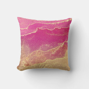 Coussin Élégant marbre rose et or