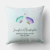 Coussin Élégant Mariage de paire de papillon aquarelle (Verso)