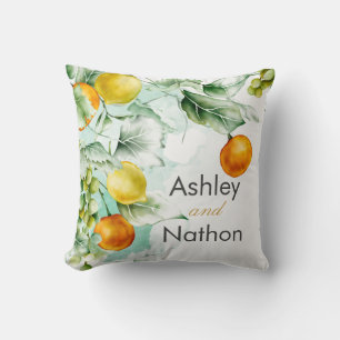 Coussin Elégant Mariage d'été fleuri & Fruits