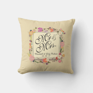 Coussin Elégant Mariage Floral Personnalisé