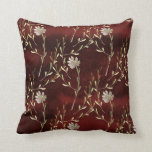 Coussin Élégant marsala de Bourgogne<br><div class="desc">Ce design est une belle présentation de fleurs et de vignes simples qui est un design simple et élégant.  La couleur bordeaux Marsala est tout simplement magnifique.</div>